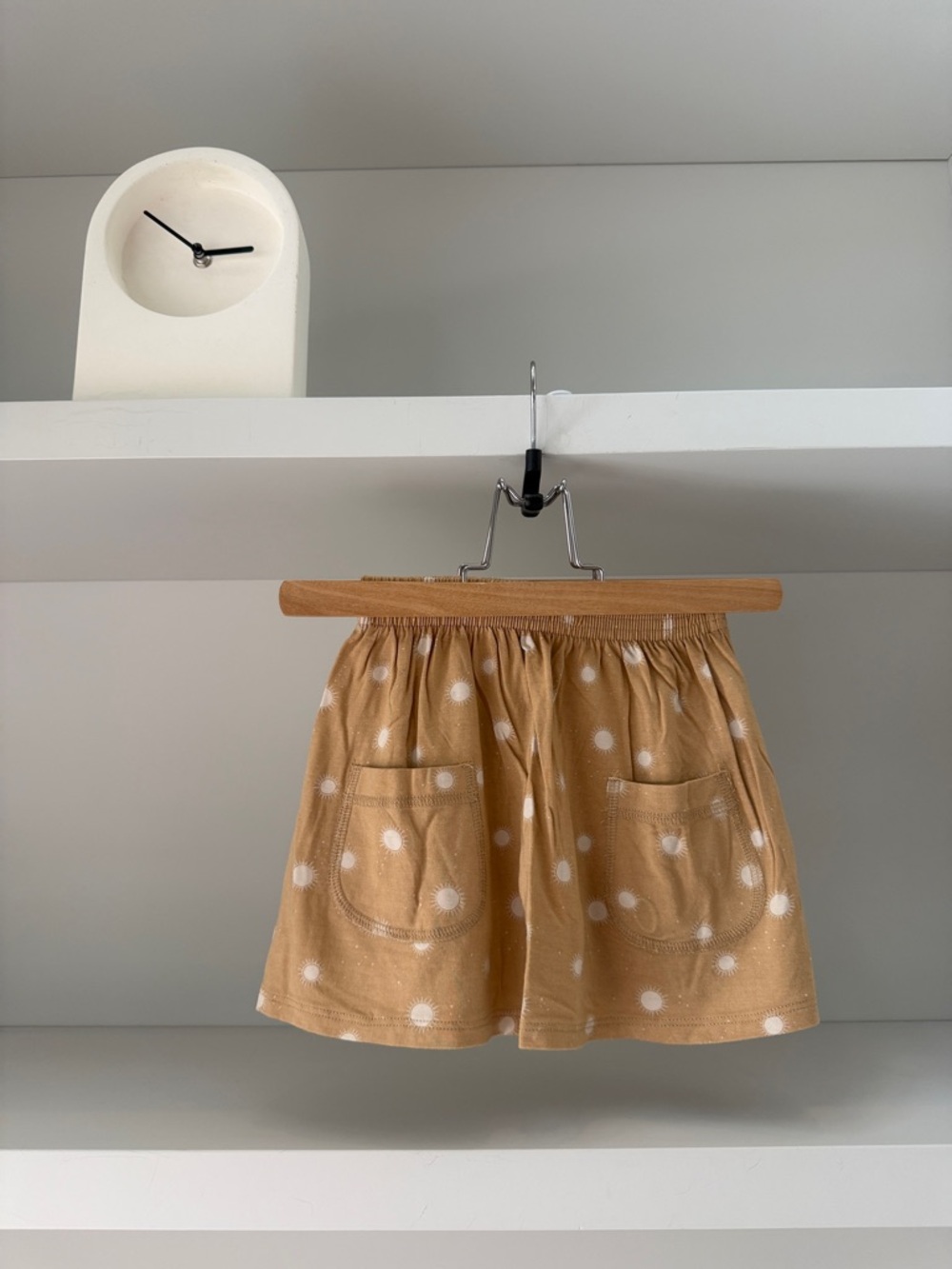 Suns Pocket Skirt Tan Mini Skirt with Elastic Waist